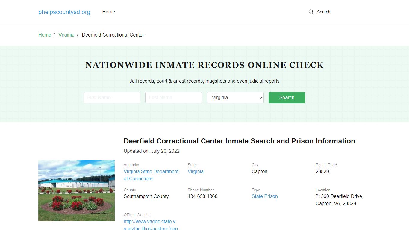 Deerfield Correctional Center Inmate Search and Prison Information - pcsd