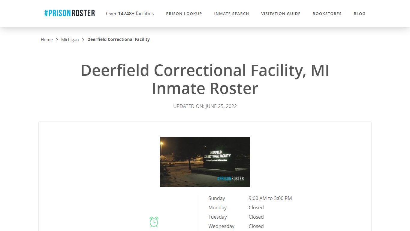 Deerfield Correctional Facility, MI Inmate Roster